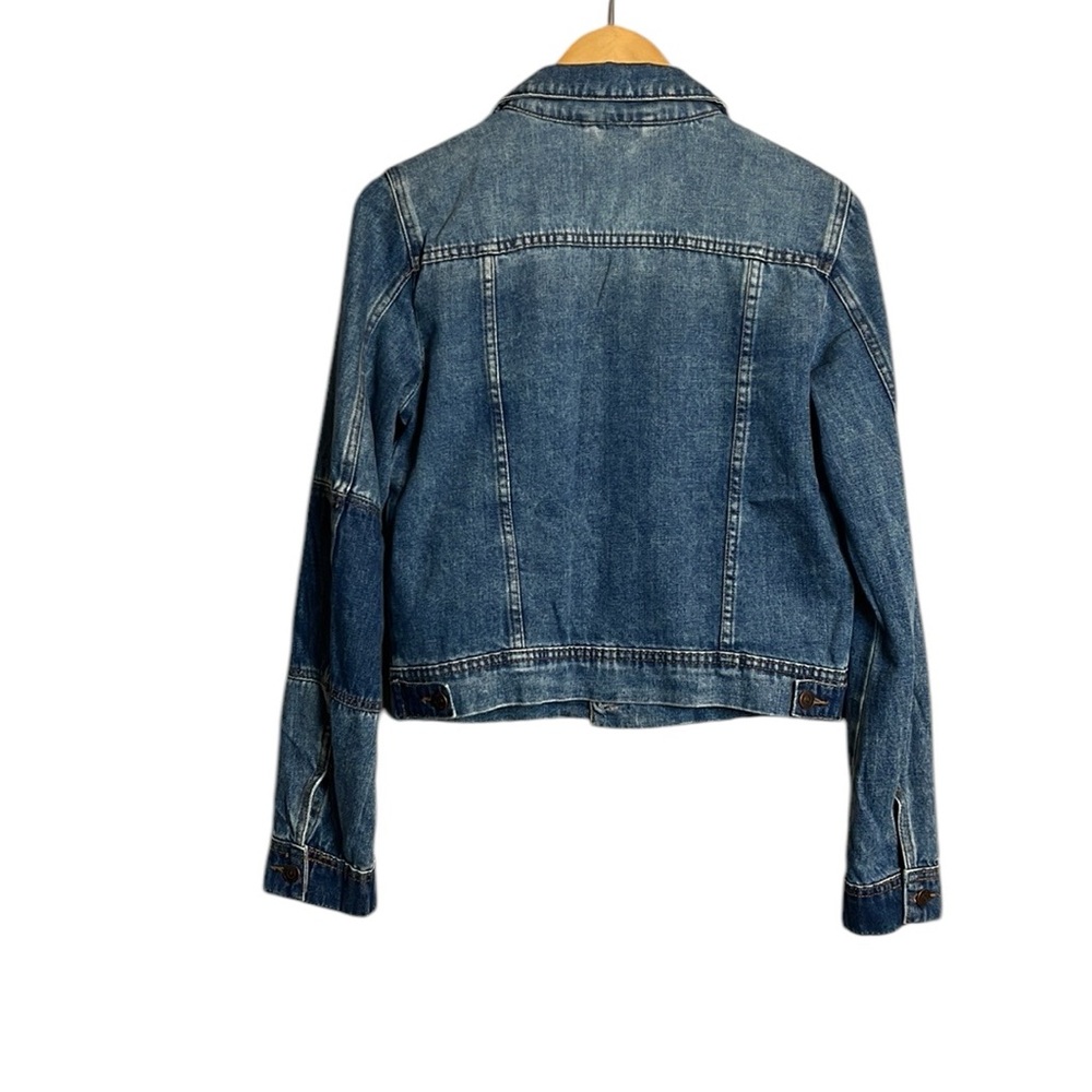 Free People Boho Rumors Denim Patchwork Trucker Jacket Size S - Picture 8 of 11